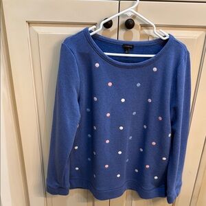 Talbots Blue Polka Dot Sweatshirt